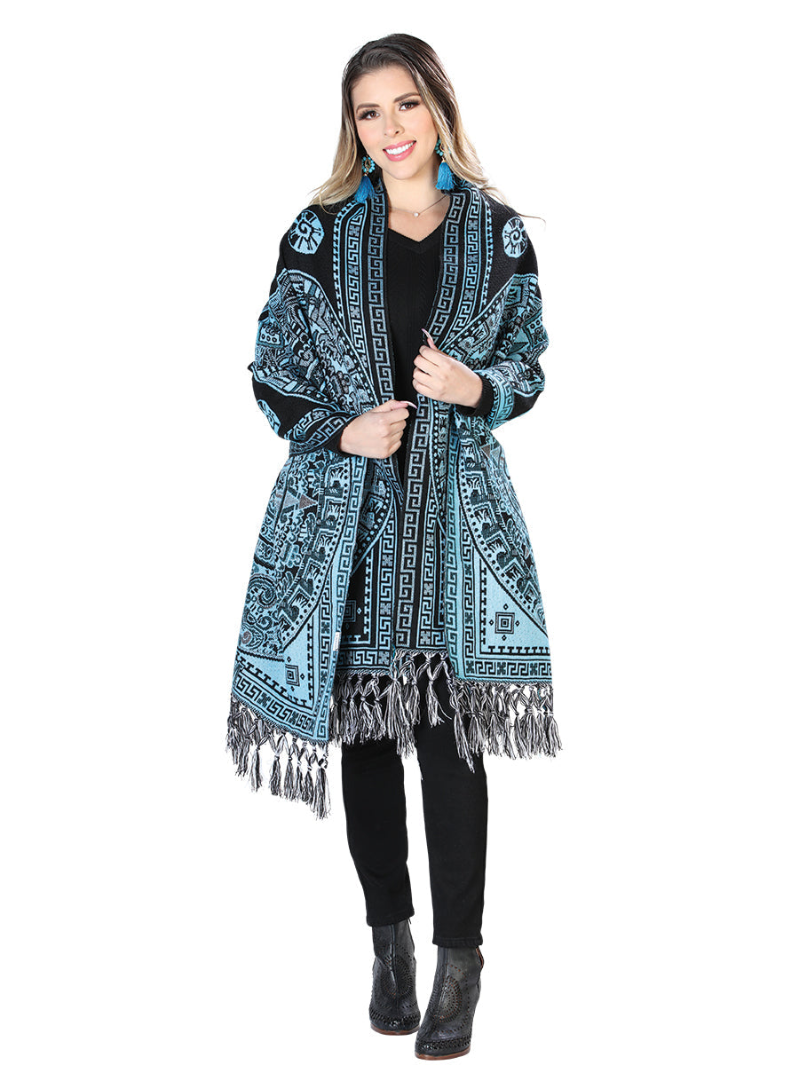 Mexican Artisanal Shawl 100% Acrylic Blue 603887