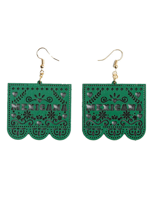 Artisanal Handmade Earrings Wood Green 603947