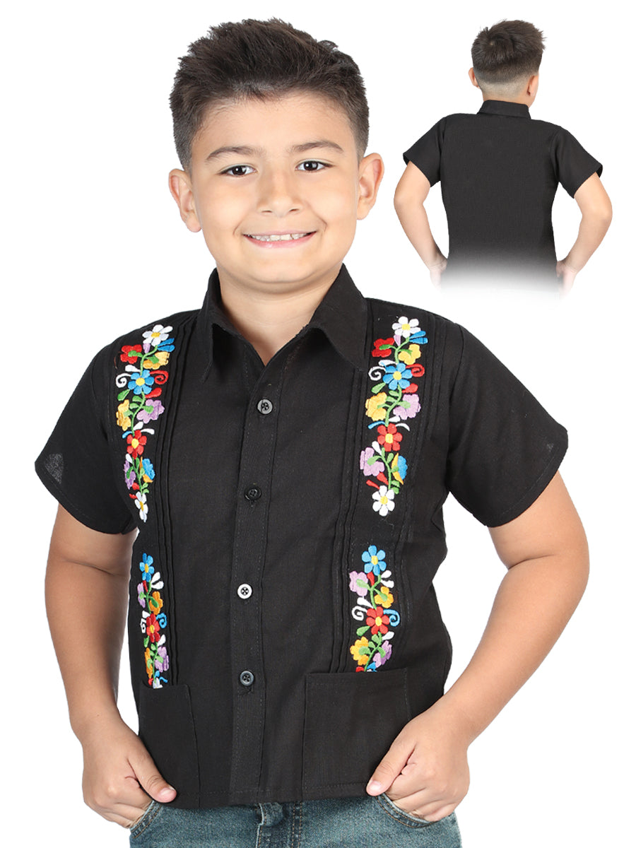 Mexican Artisanal Embroidered Shirt 100% Cotton in Black