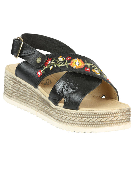 Mexican Artisanal Sandals Leahter Black 604022