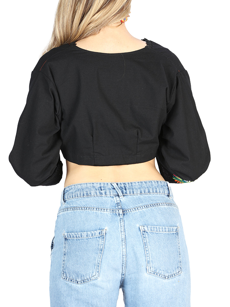 Artisanal Embroidered Torera 100% Cotton in Black