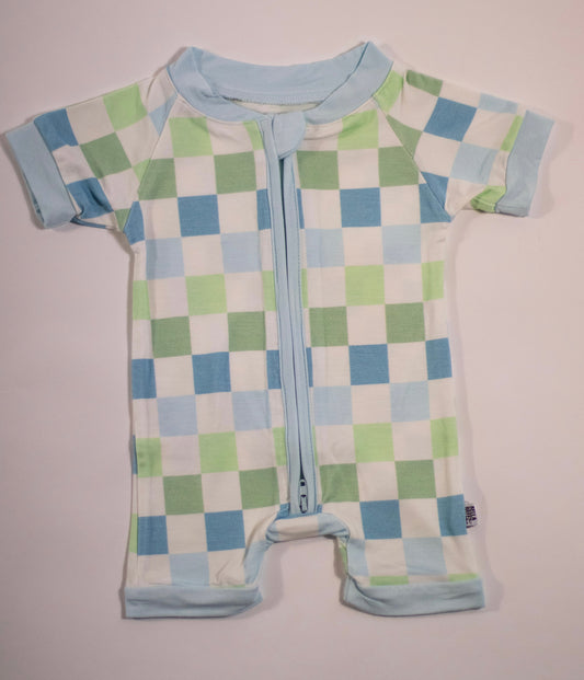 Ocean Checks Bamboo Shortie Romper (FINAL SALE)