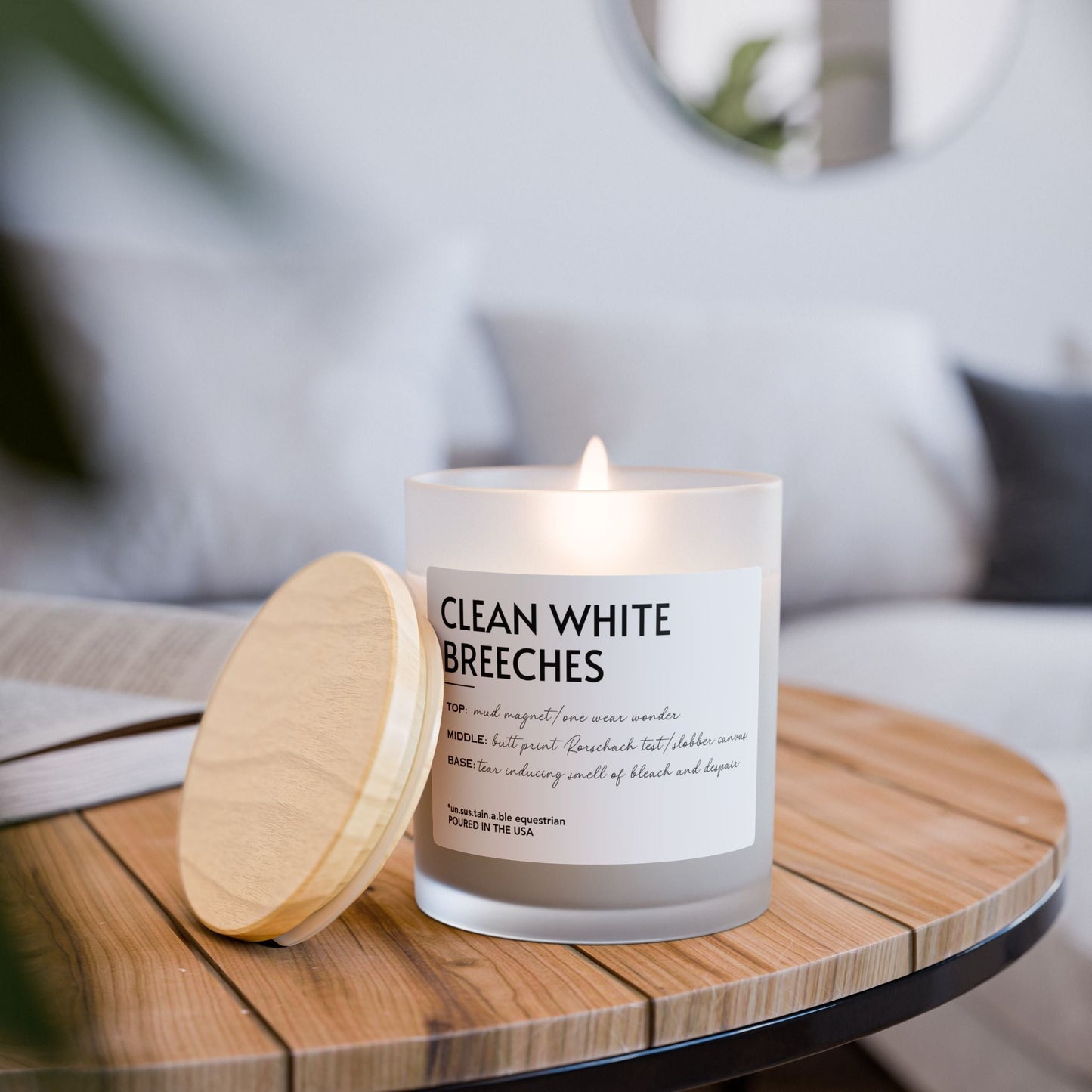 Frosted Glass Candle, 11oz - Clean White Breeches