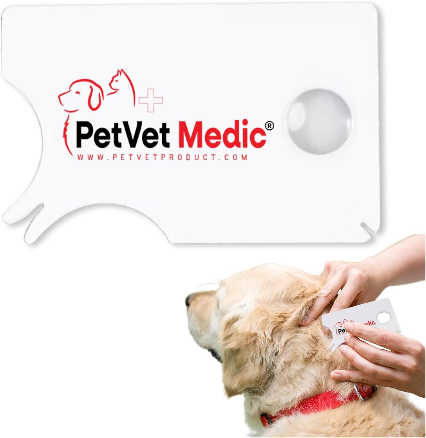 PetVet Medic Tick Remover Card 3-Pack for Dogs & Cats – Wallet-Sized Tick Removal Tool with Built-In Magnifier & Instruction Guide