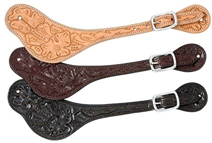 Royal King Floral Stamp Spur Strap - Dark oil