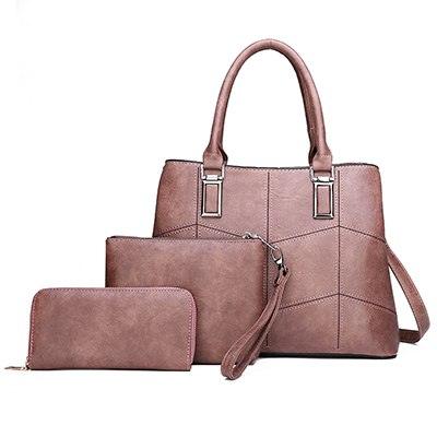 Luxury 3 Piece Leather Tote Set | Genuine Leather Cowgirl Shoulder Bag & Clutch