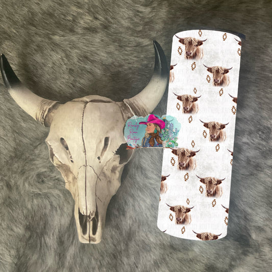 Highland Cow Cream Western 20oz Skinny Tumbler