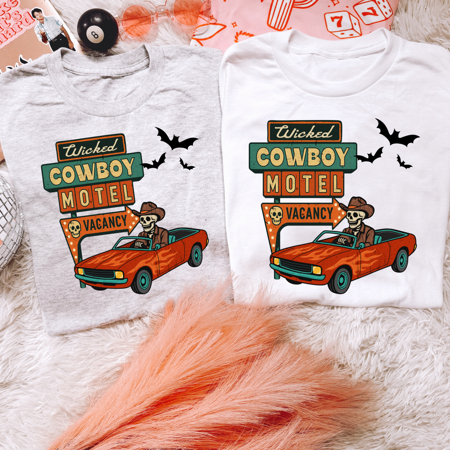 Wicked Cowboy Motel Tee or Crewneck