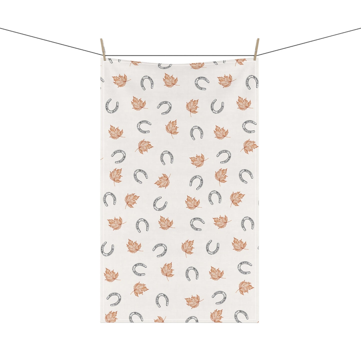 Fall leaves and horseshoes Autumn-Inspired Tea Towels, Cozy Kitchen Decor, Farmhouse Style, Gift for Homeowners, Ideal for Fall Cooking