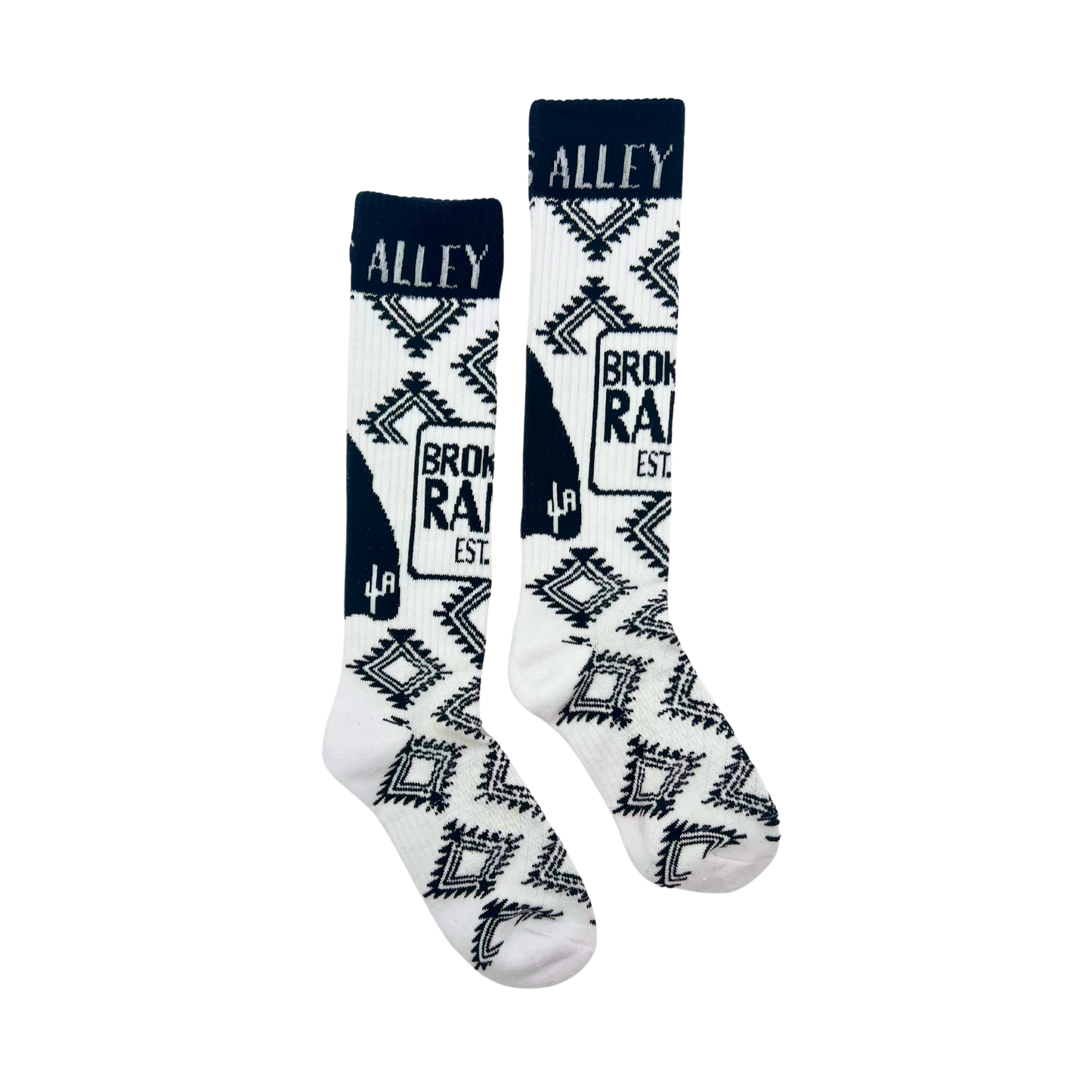 Cactus Alley- Broke Ass Ranch Blk/White Performance Boot Socks
