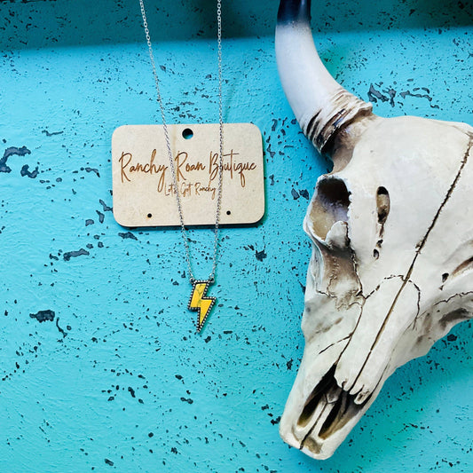 Thunder Bolt Pendant Yellow Turquoise Necklace