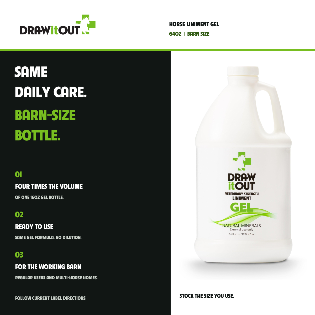 Draw It Out® 64oz Horse Liniment Gel | Barn Size