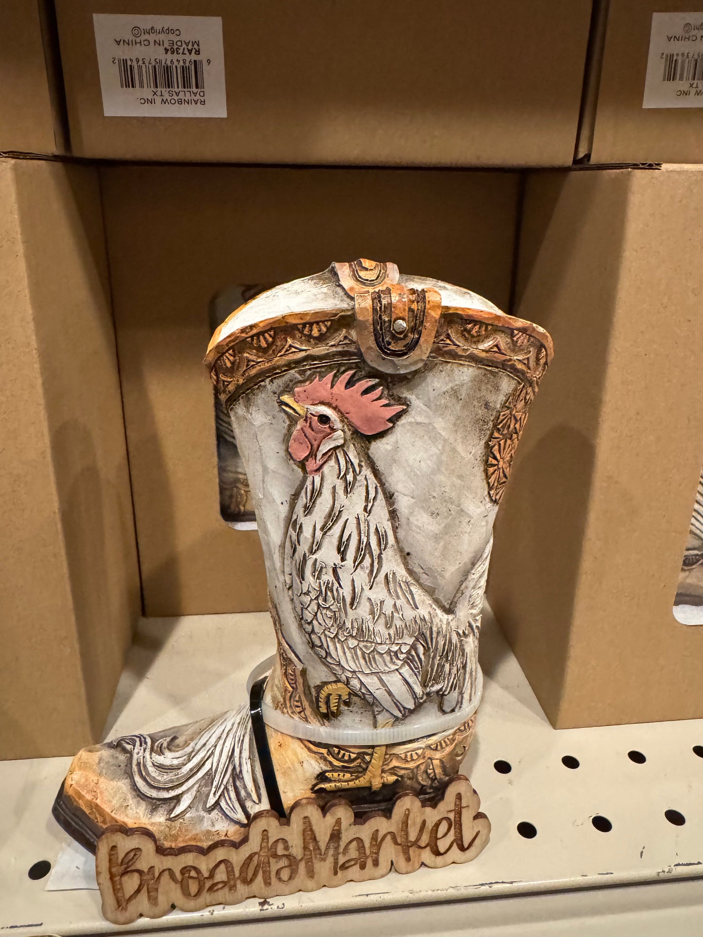 RA7364 White Rooster Piggy Bank
