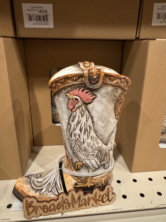 RA7364 White Rooster Piggy Bank
