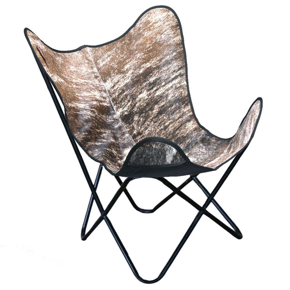 Genuine Leather Butterfly Chair Folding Lounge Modern Sling Accent Seat