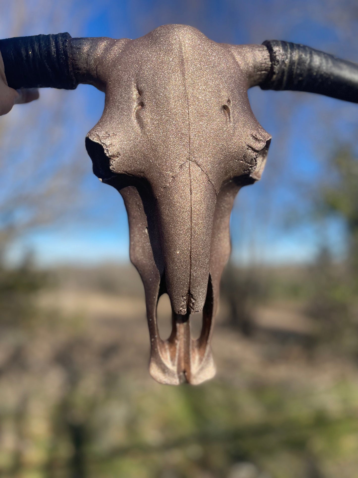 Dusty Rose Sparkle Custom Cowskull