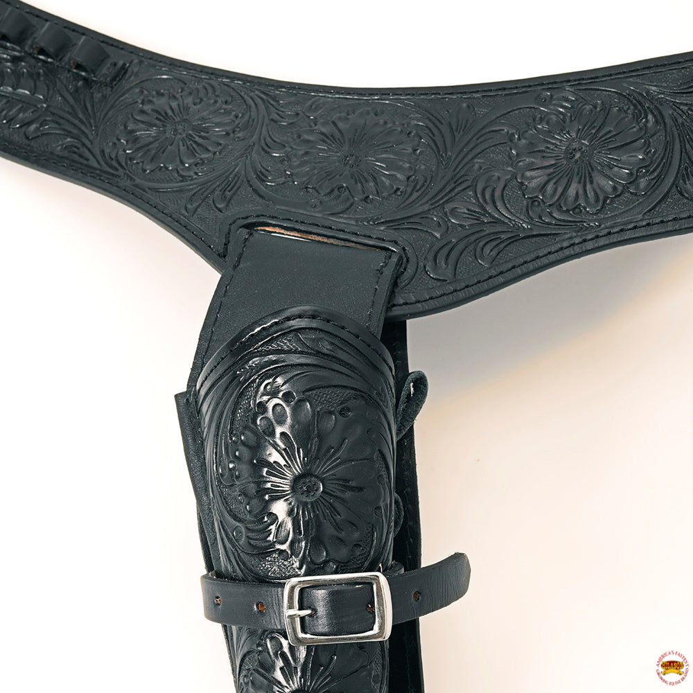 48 In Leather Gun Holster Hilason Western Right Hand Rig 44/45 Cal Cowboy