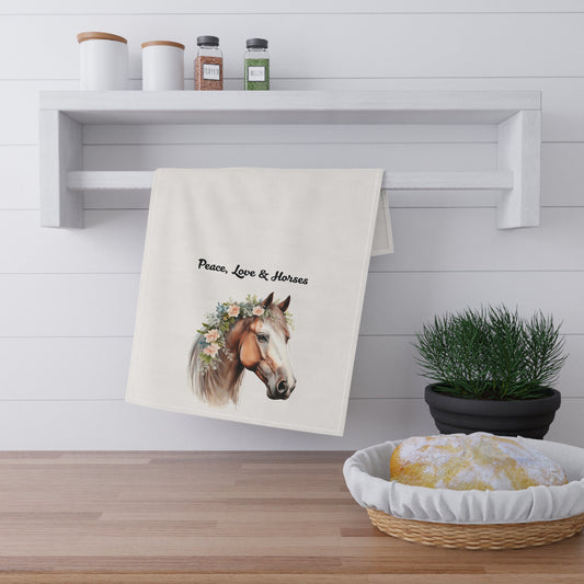 Peace, Love & Horses Tea Towels - Perfect for Equestrian Homes, Farmhouse Decor, Horse Lovers, Kitchen Essentials, Gift for Animal Lovers