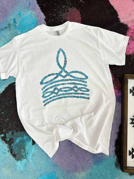 Turquoise Boot Stitch TEE or CREWNECK