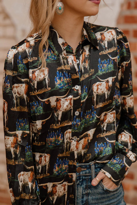 Somewhere in  texas Button Up