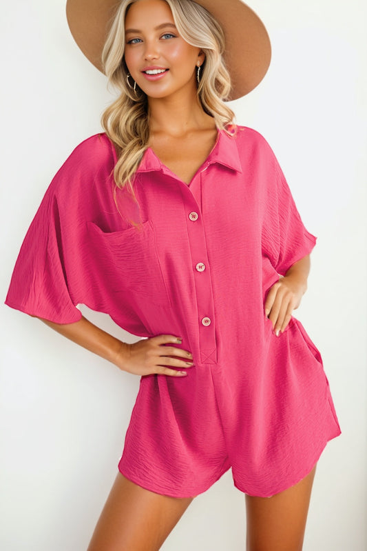 Hot Pink Relaxed Romper