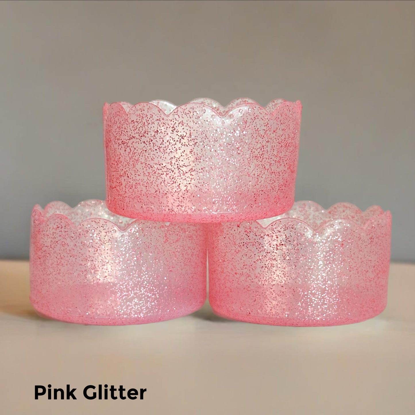 Pink Glitter Scalloped Tumbler Boot -fits 20-40oz