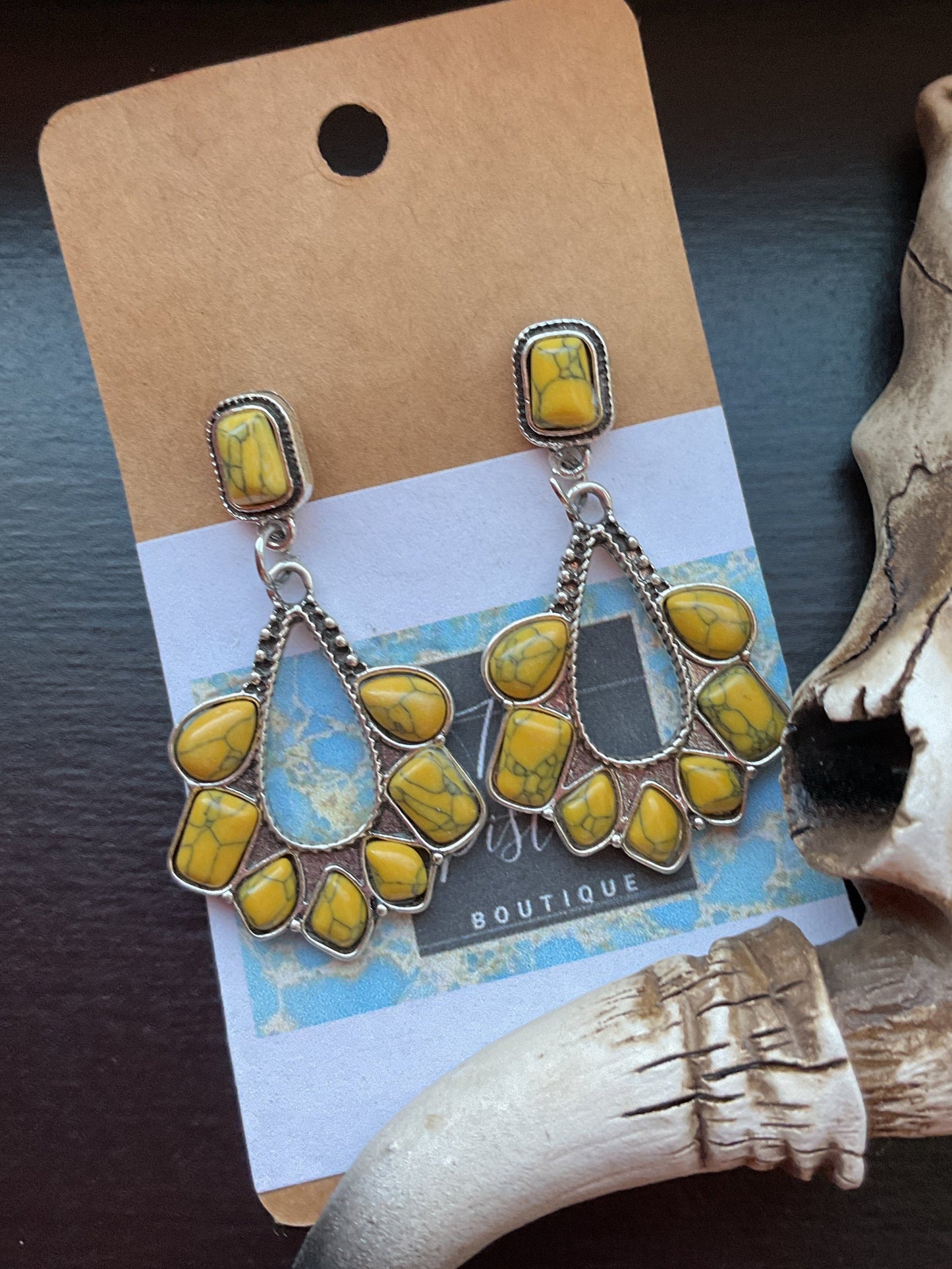Vintage Yellow Stone Earrings