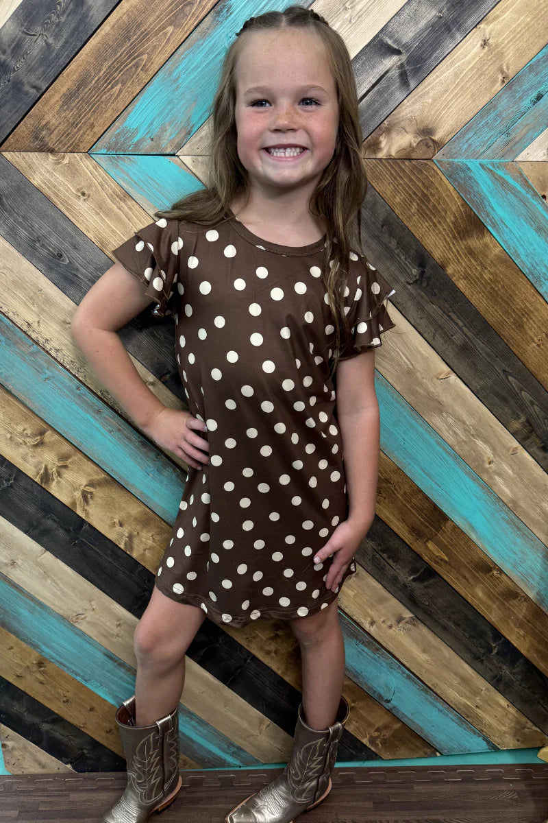 Mocha Dot Mini Dress