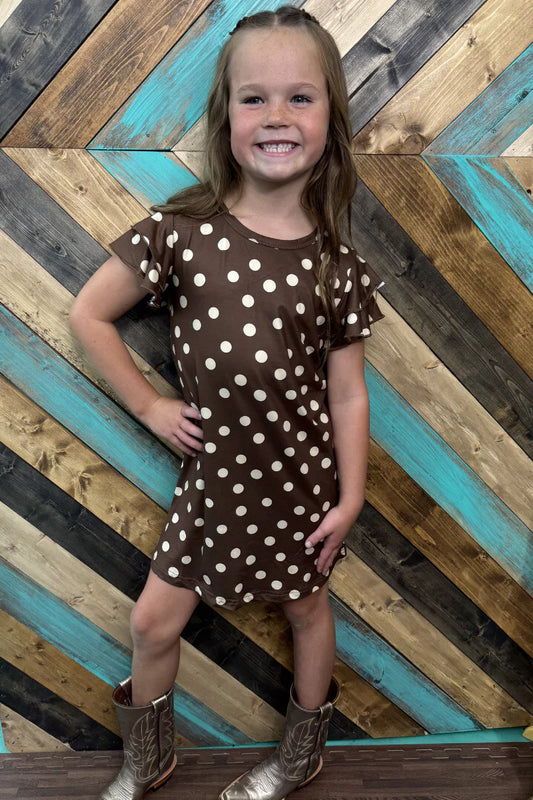 Mocha Dot Mini Dress
