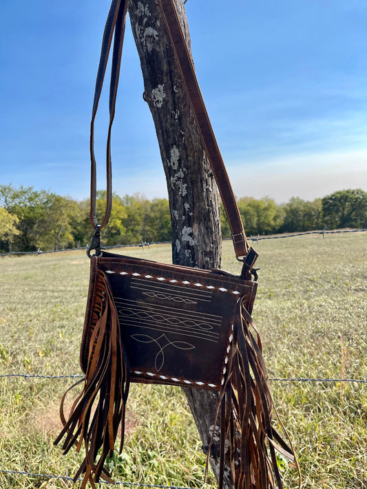Western Stitch Fringe Crossbody