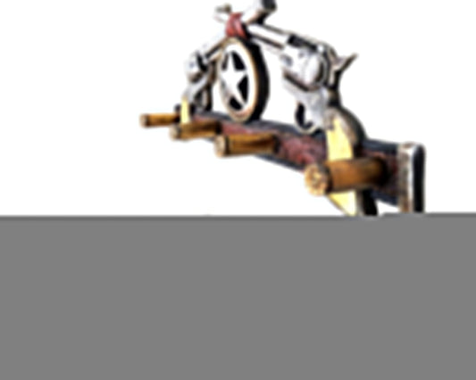 Western Pistol Wall Hanger with Bullet Hooks