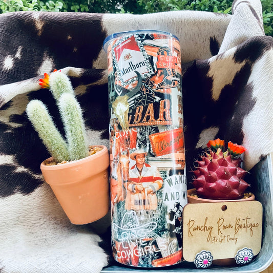 Wanted and Wild Rustic Western 20oz Skinny Tumbler
