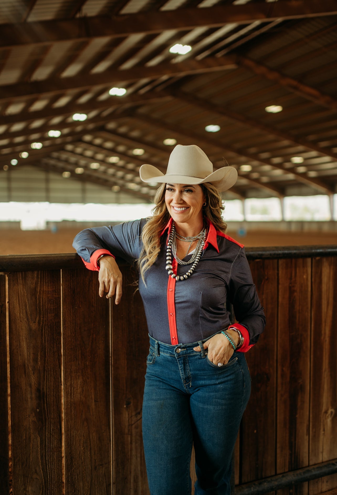 DENIM & RED PERFORMANCE RODEO RODEO SHIRT