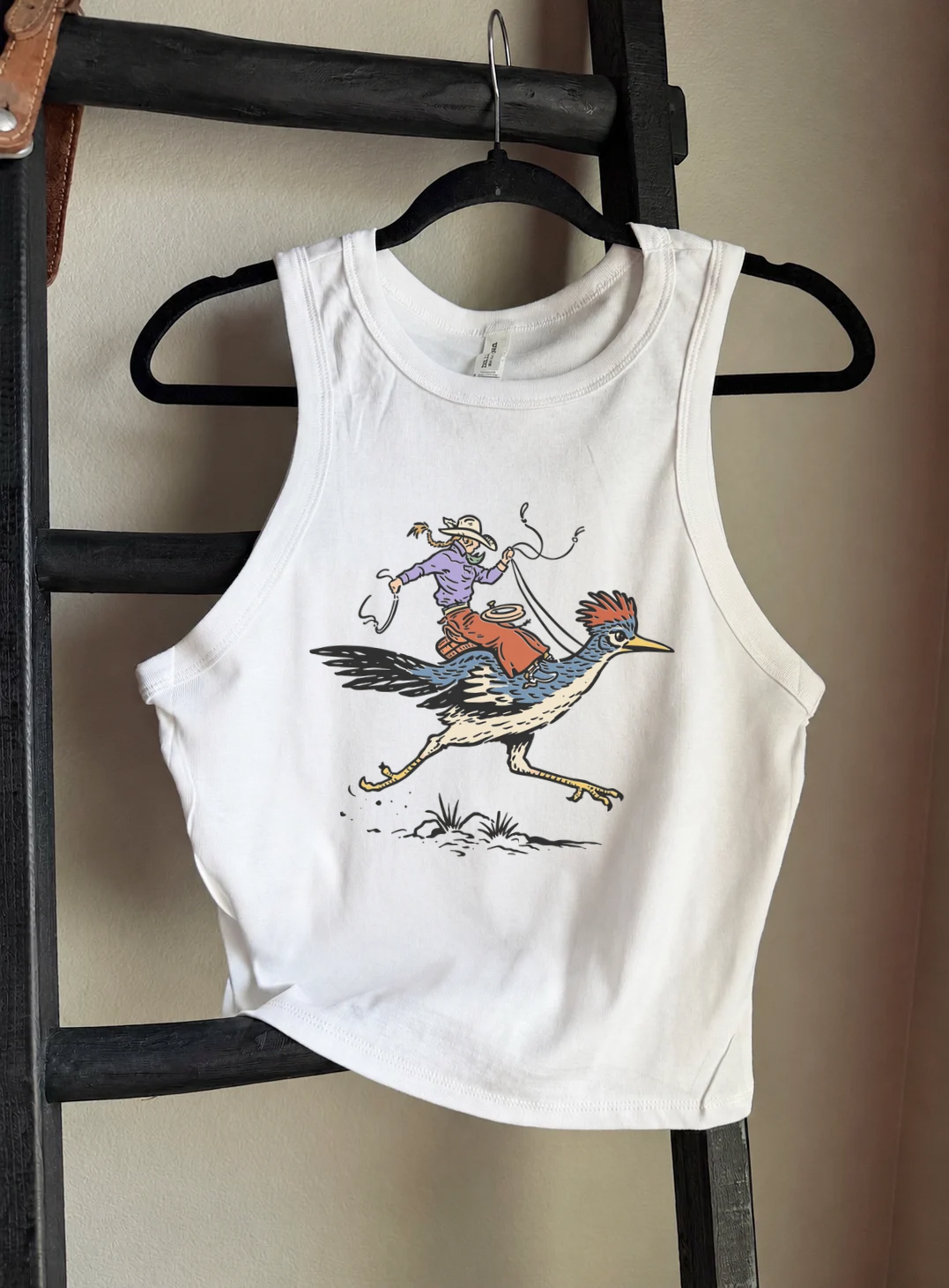 Cowgirl Roadrunner Cropped Tank