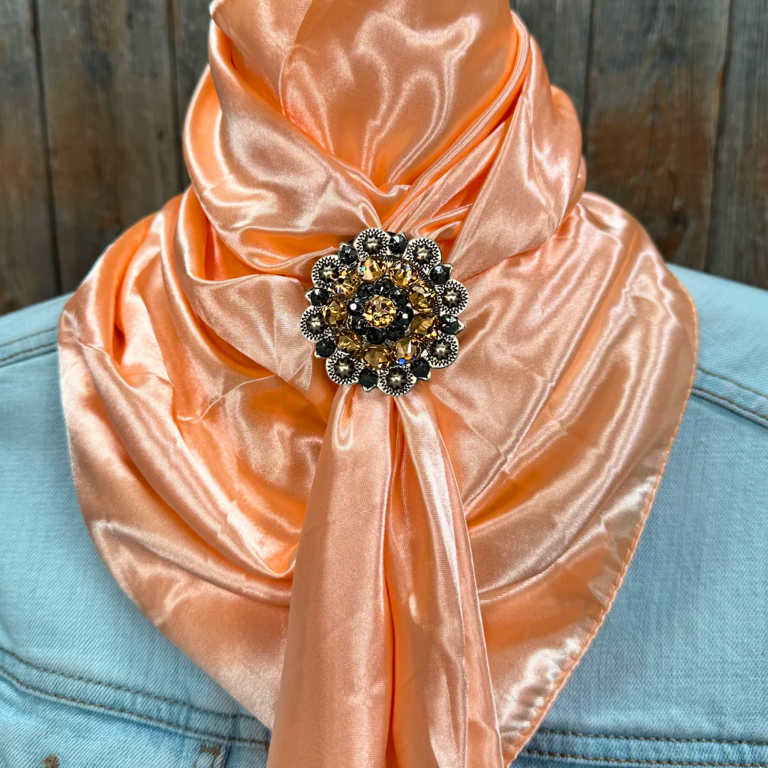 35X35" Solid Peach Wild Rag / Scarf WRS24 - Crystal Concho Wild Rag Slides - Assorted