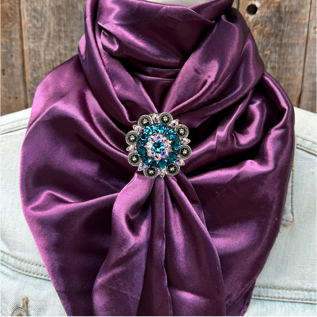 35X35" Solid Plum Wild Rag / Scarf WRS21 - Crystal Concho Wild Rag Slides - Assorted