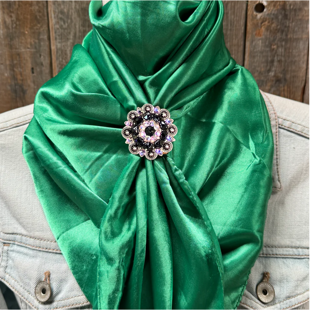 35X35" Solid Green Wild Rag / Scarf WRS18 - Crystal Concho Wild Rag Slides - Assorted