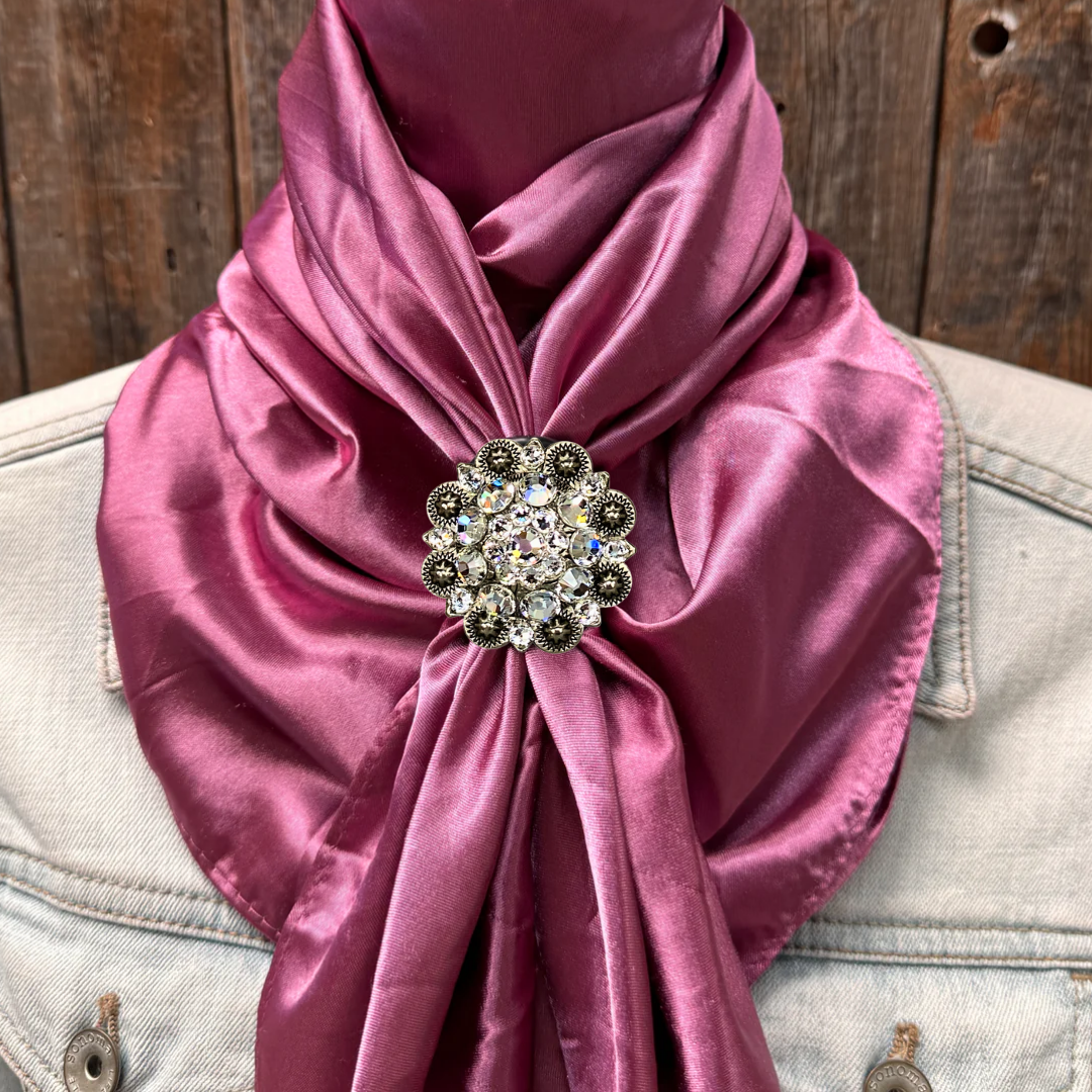 35X35" Solid Rose Wild Rag / Scarf WRS6 - Crystal Concho Wild Rag Slides - Assorted