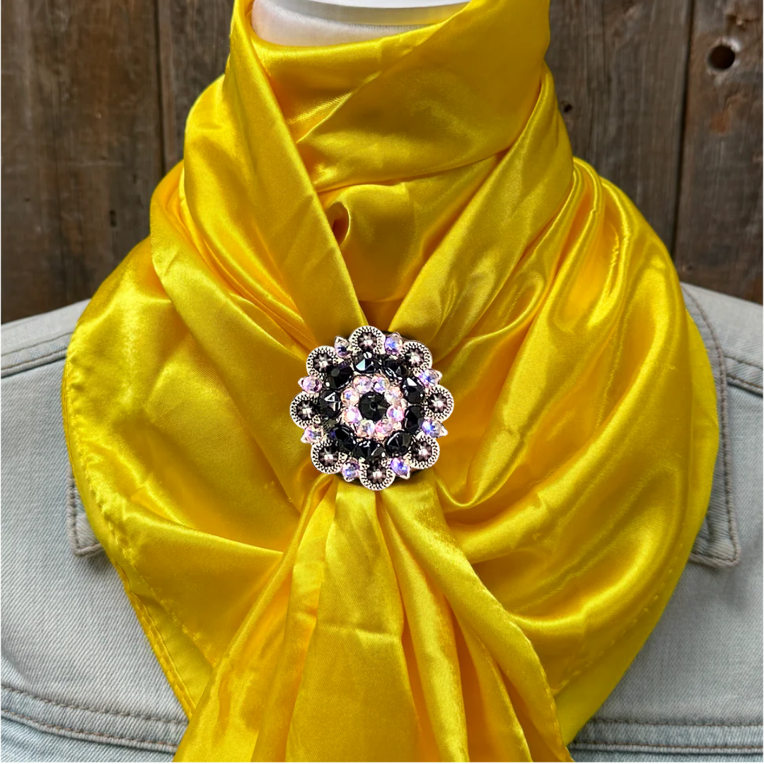 35X35" Solid Yellow Wild Rag / Scarf WRS23 - Crystal Concho Wild Rag Slides - Assorted