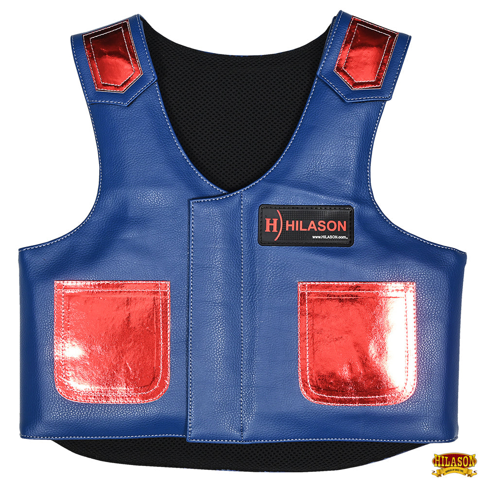 Hilason Junior Youth Bull Riding Pro Rodeo Leather Protective Vest Chaps