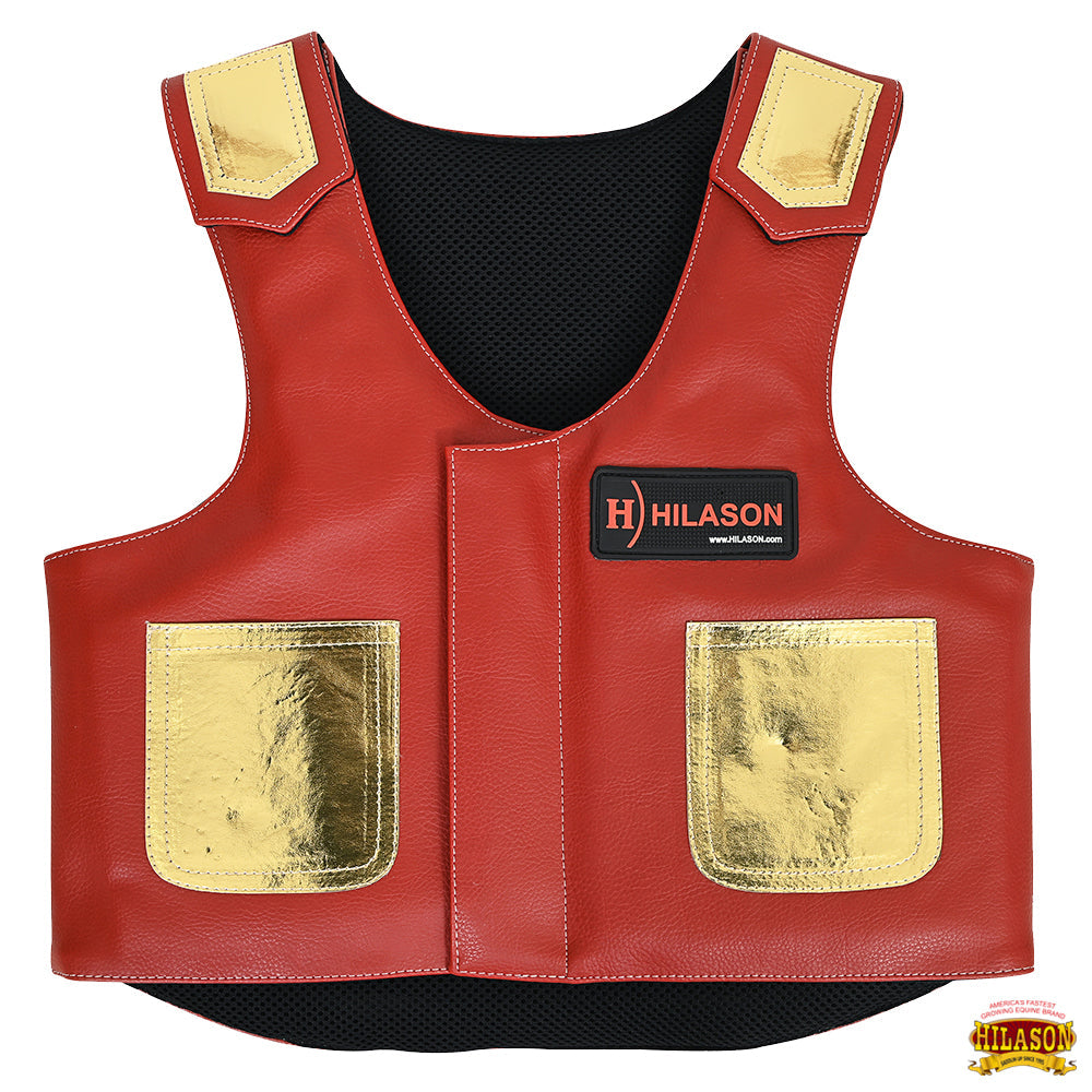 Hilason Junior Youth Bull Riding Pro Rodeo Leather Protective Vest Chaps