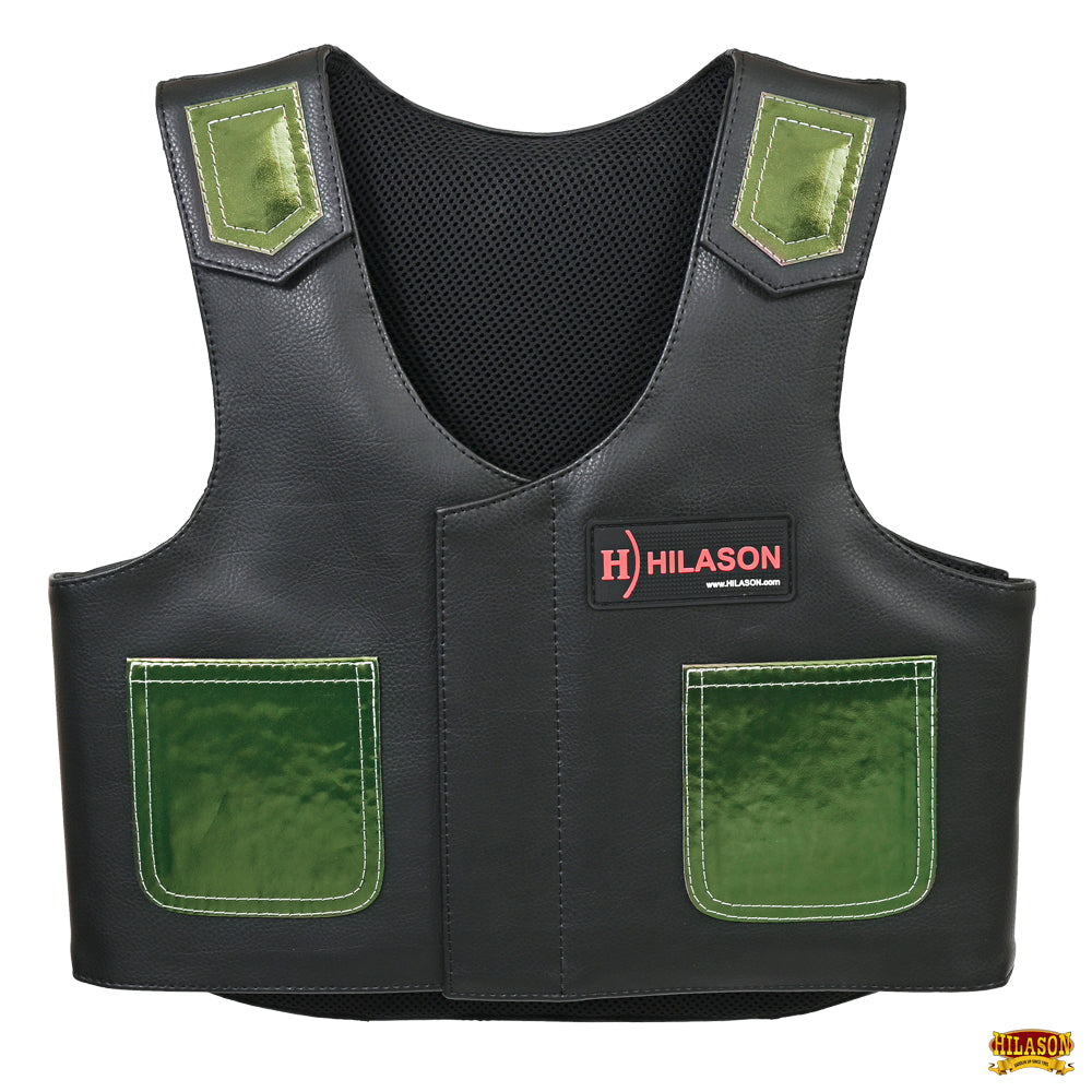 Hilason Junior Youth Bull Riding Pro Rodeo Leather Protective Vest Chaps