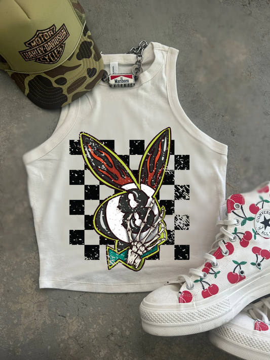 Grunge Bunny Ribbed Racer Tank