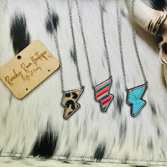 Patterned Lightning Design Turquoise Necklace Set
