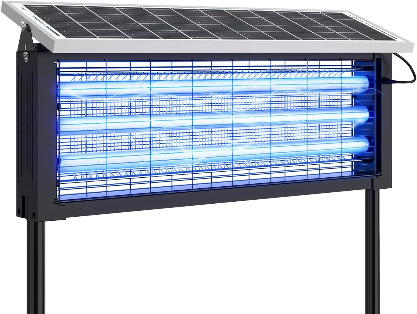 Solar Bug Zapper Outdoor, Wireless Portable Camping Mosquito Zapper 4500V For 3500 Sq.ft with Panel Sensor, Fly Traps with 10FT Extension Cord