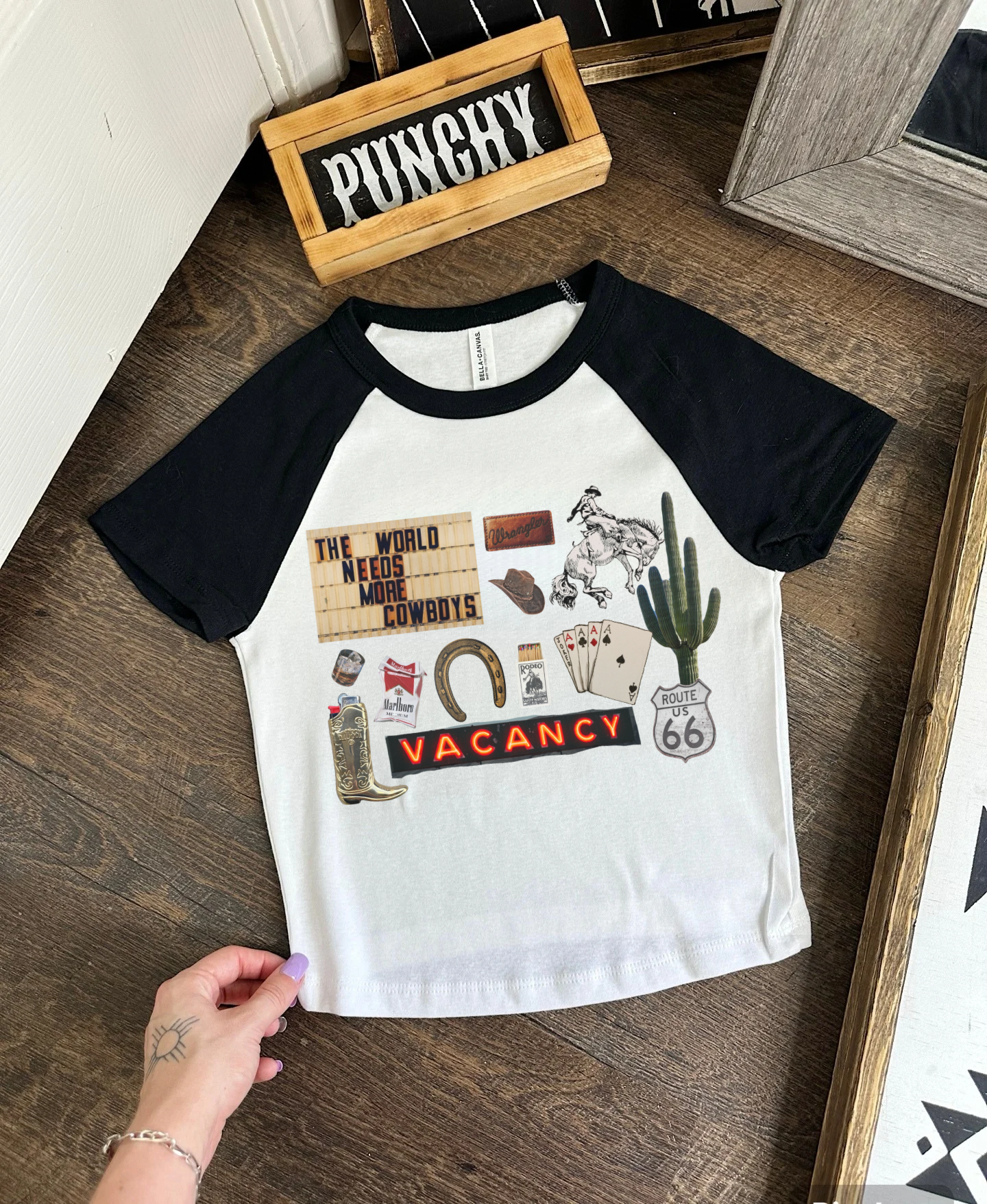 Cowboy Collage Baby Tee