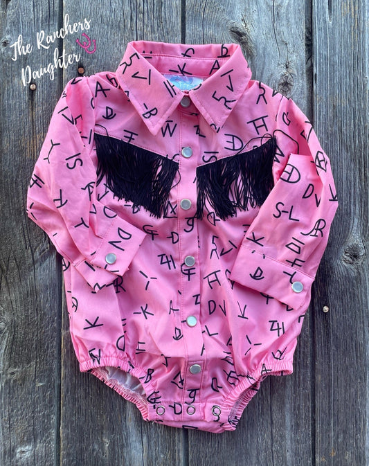 Shea Baby Pink Brand Pearl Snap Onesie