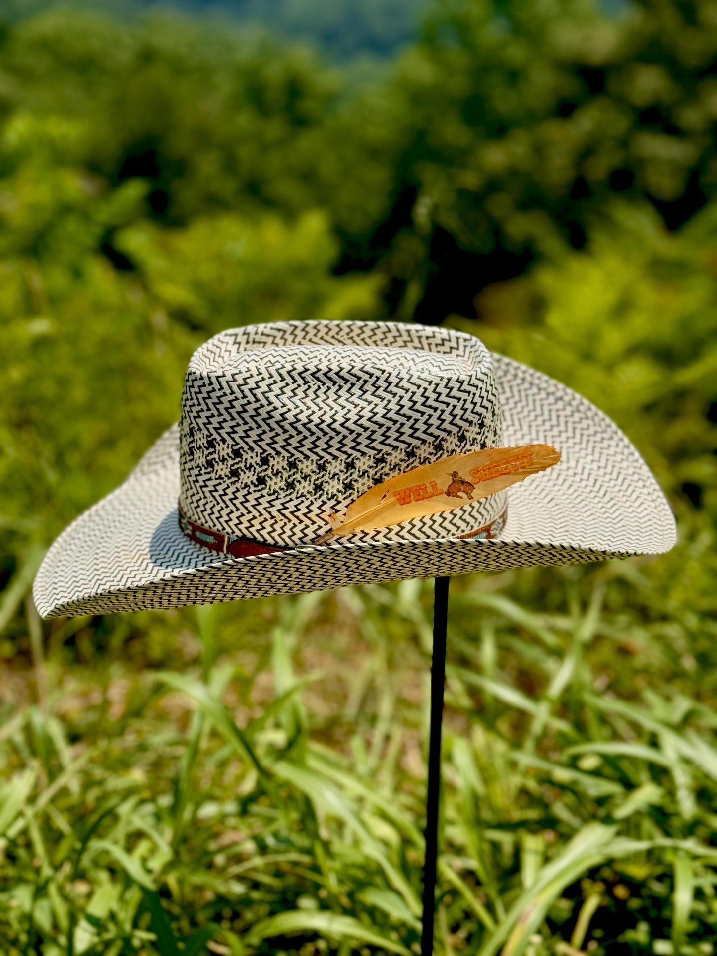 Well Sheeyit Bronc Rider Western Hat Feather