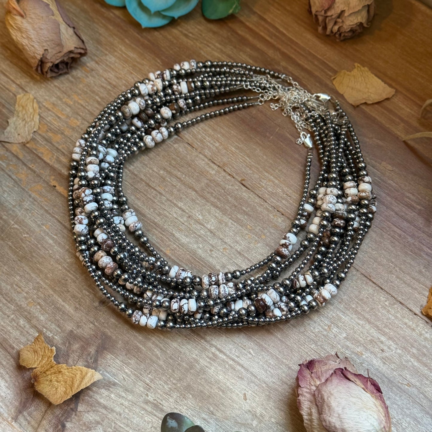 Wild Horse & Sterling Silver Pearl Necklace