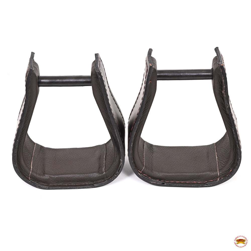 Hilason Western Saddle Dark Brown Leather Covered Horse Saddle Stirrups